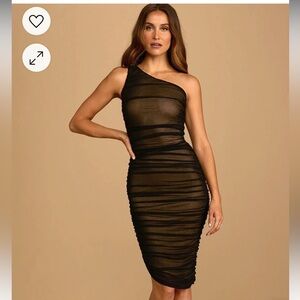 Lulus Already RSVP'd Black Ruched One-Shoulder Bodycon Dress